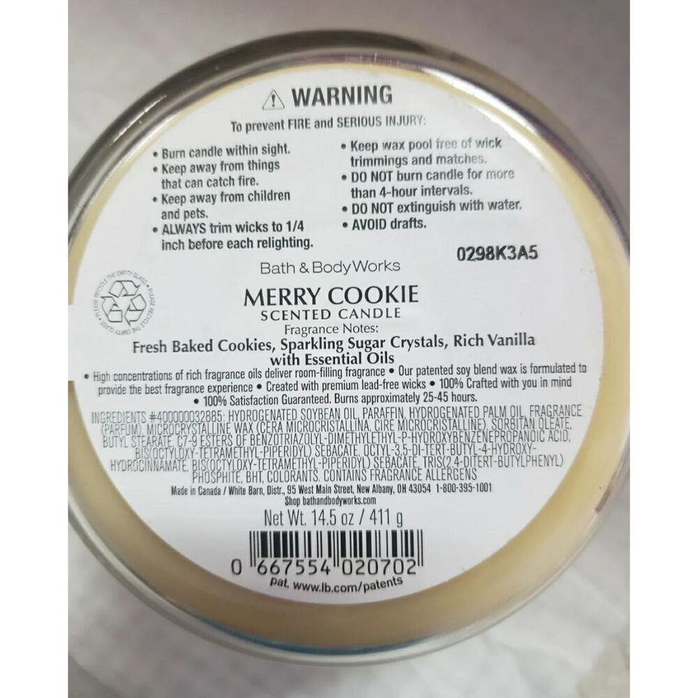 BBW Merry Cookie Large 3 Wick Candle Holiday Home Fragrance Decor - Picture 2 of 2